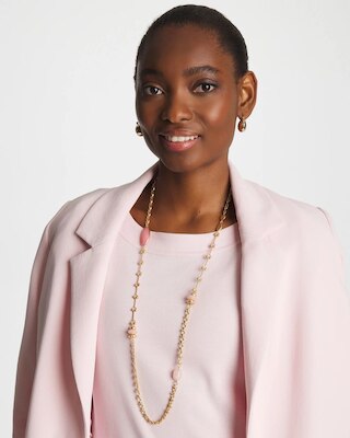 Pink Accent Long Single Strand Necklace click to view larger image.
