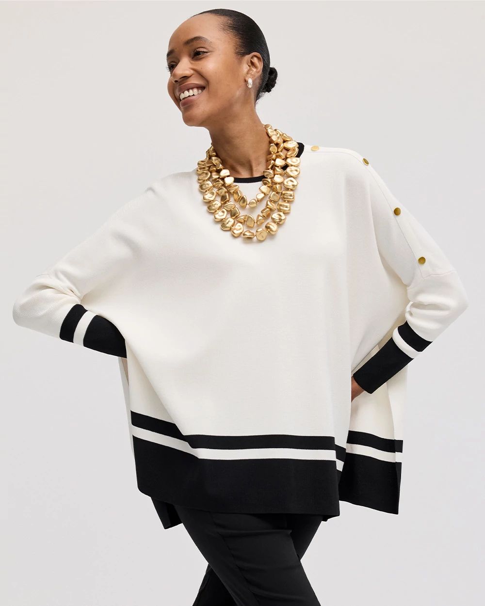 Button Detail Poncho