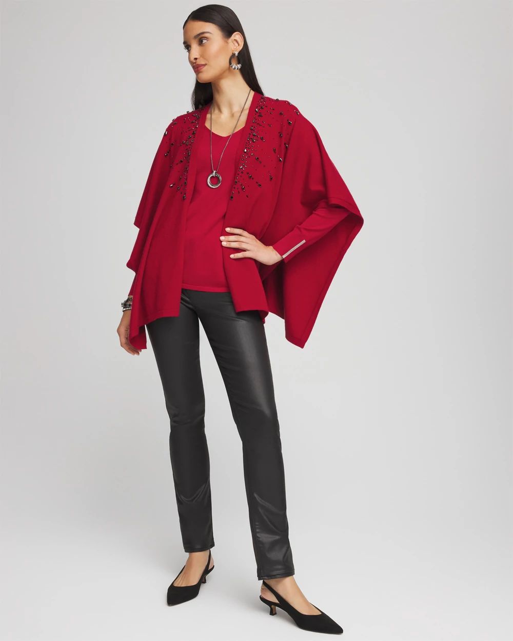 Caviar Trim V-Neck Pullover Sweater