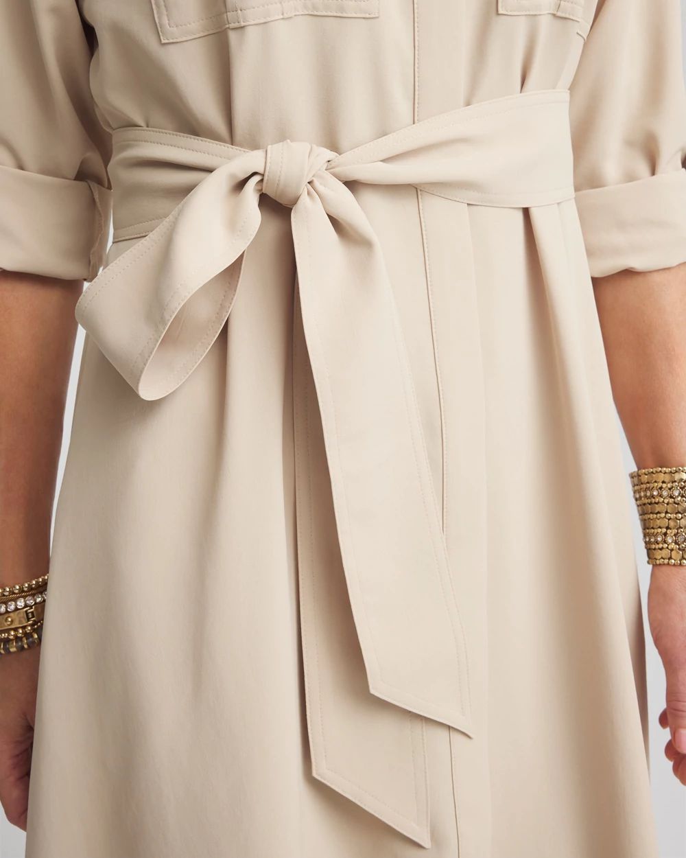 Petite Twill Belted Midi Shirtdress