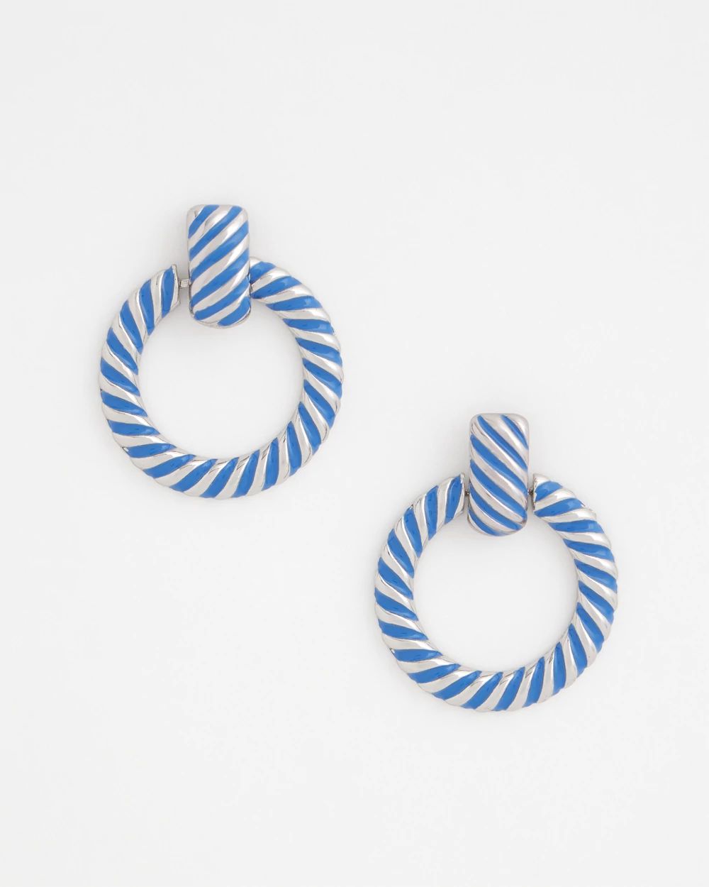 Blue Twist Drop Hoop Earrings