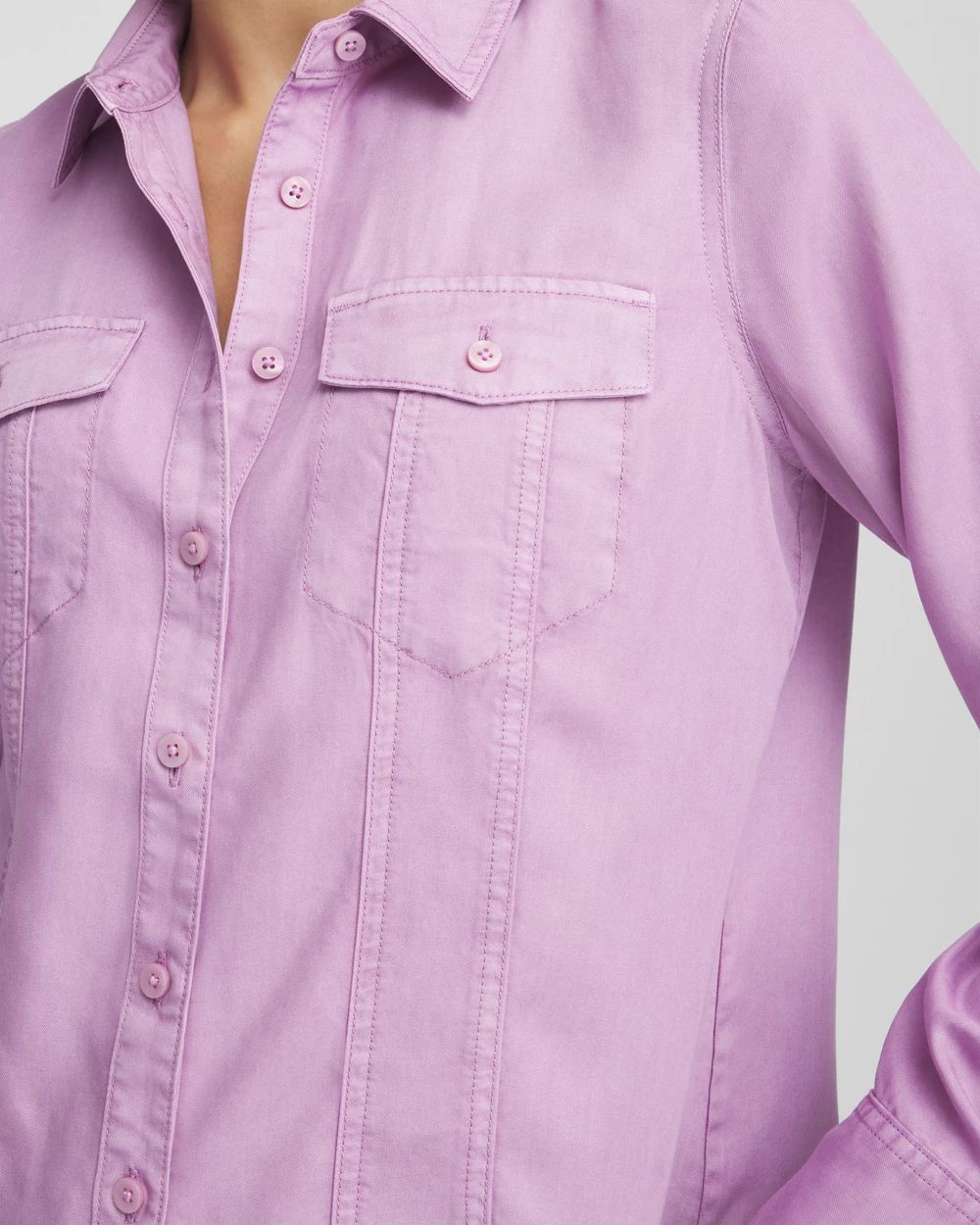 Split Cuff Denim Pocket Shirt