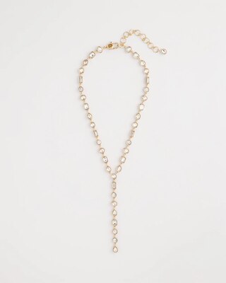 Bezel Set Goldtone Y-Necklace