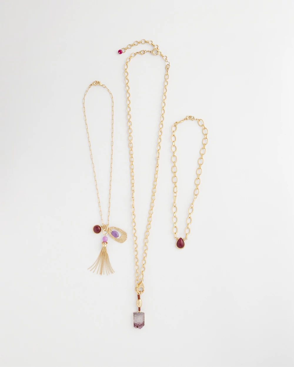 Convertible Three-Strand Stone Pendant Necklace