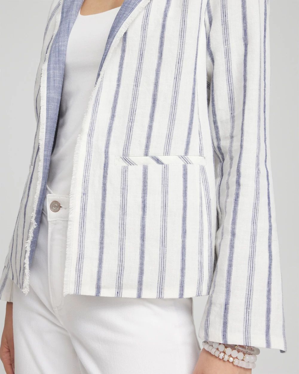 Stripe Linen Frayed Jacket