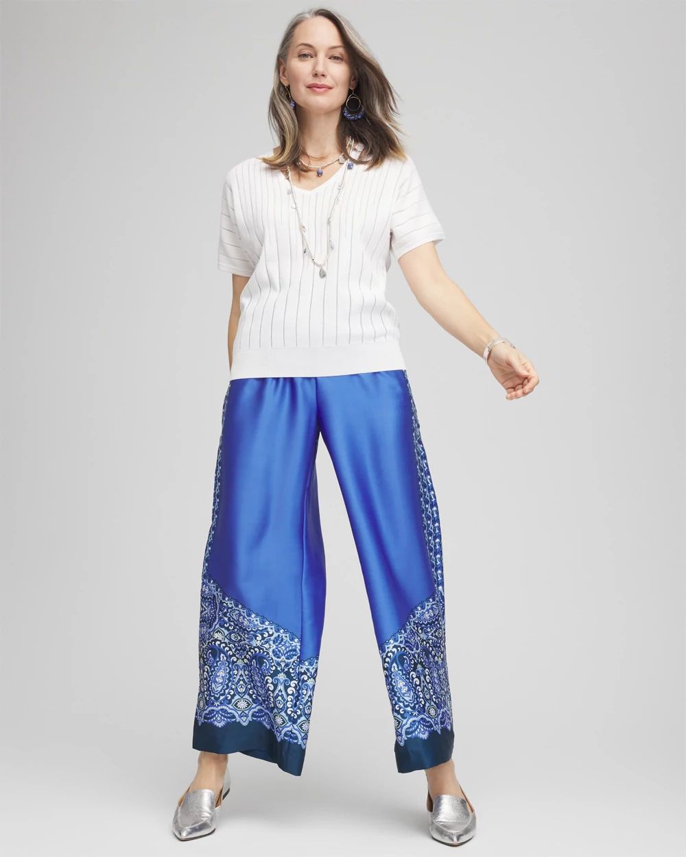Petite Pull-on Paisley Drawstring Cropped Pants