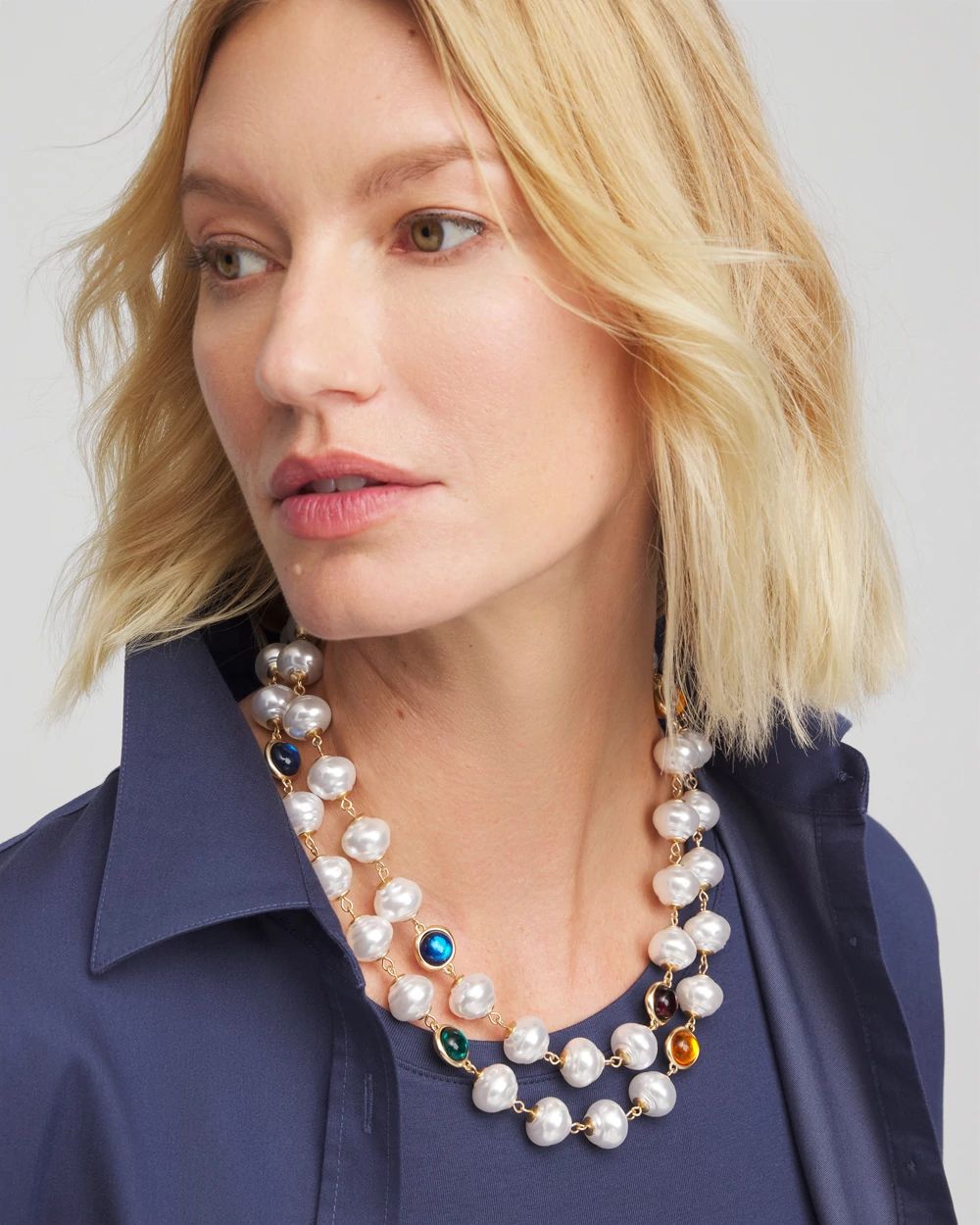 Beaded Faux Pearl Single-Strand Necklace