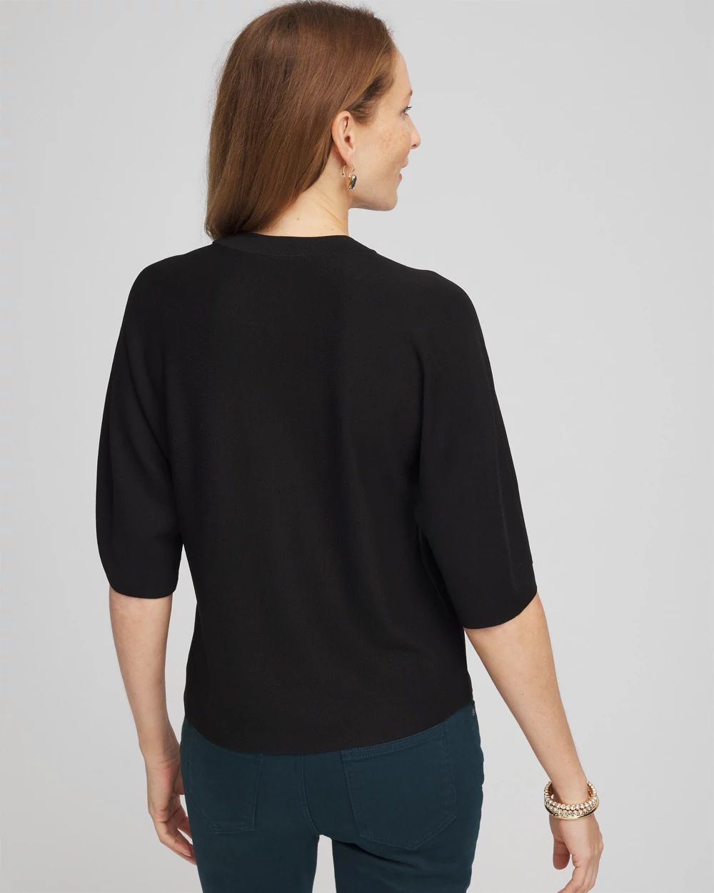Dolman Sleeve Crew Neck Pullover Sweater click to view larger image.