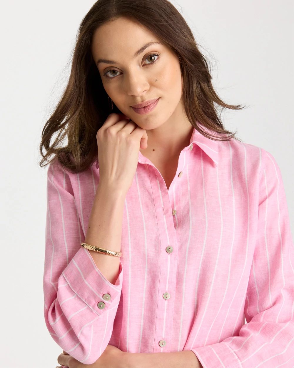 No Iron™ Linen Striped Shirt click to view larger image.
