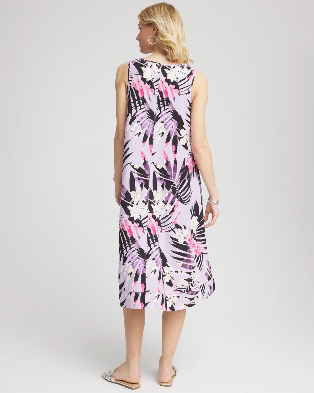 Zenergy® Floral Palms Lightweight Midi Dress click to view larger image.