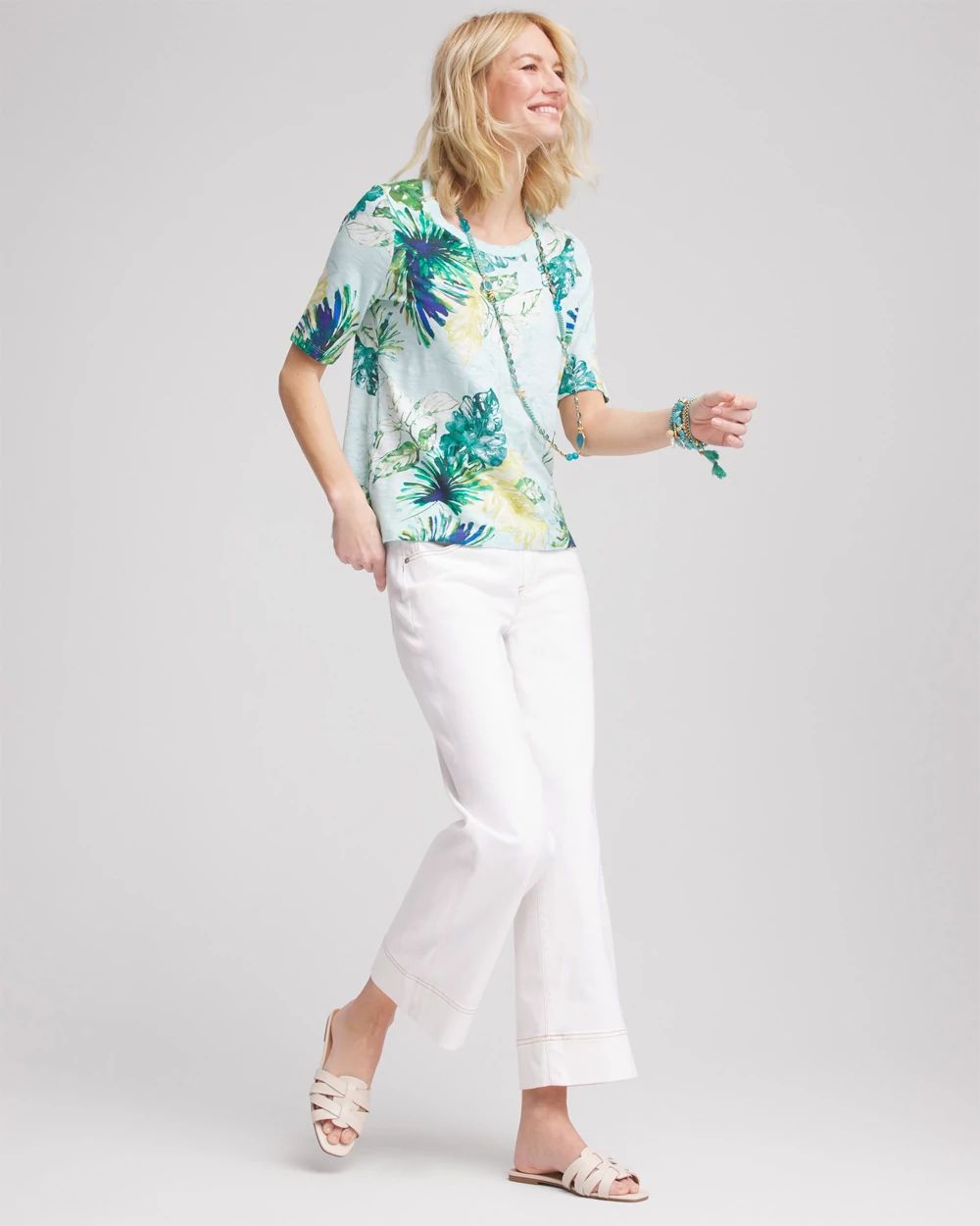 Island Print Slub Short-Sleeve Tee