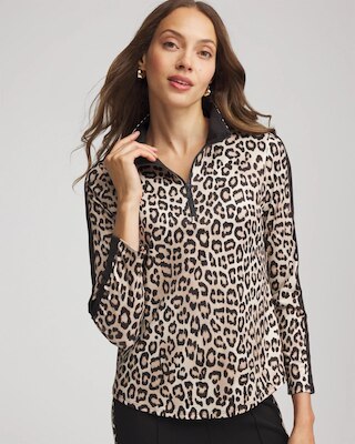 Zenergy® UPF Animal-Print Half-Zip Pullover Top