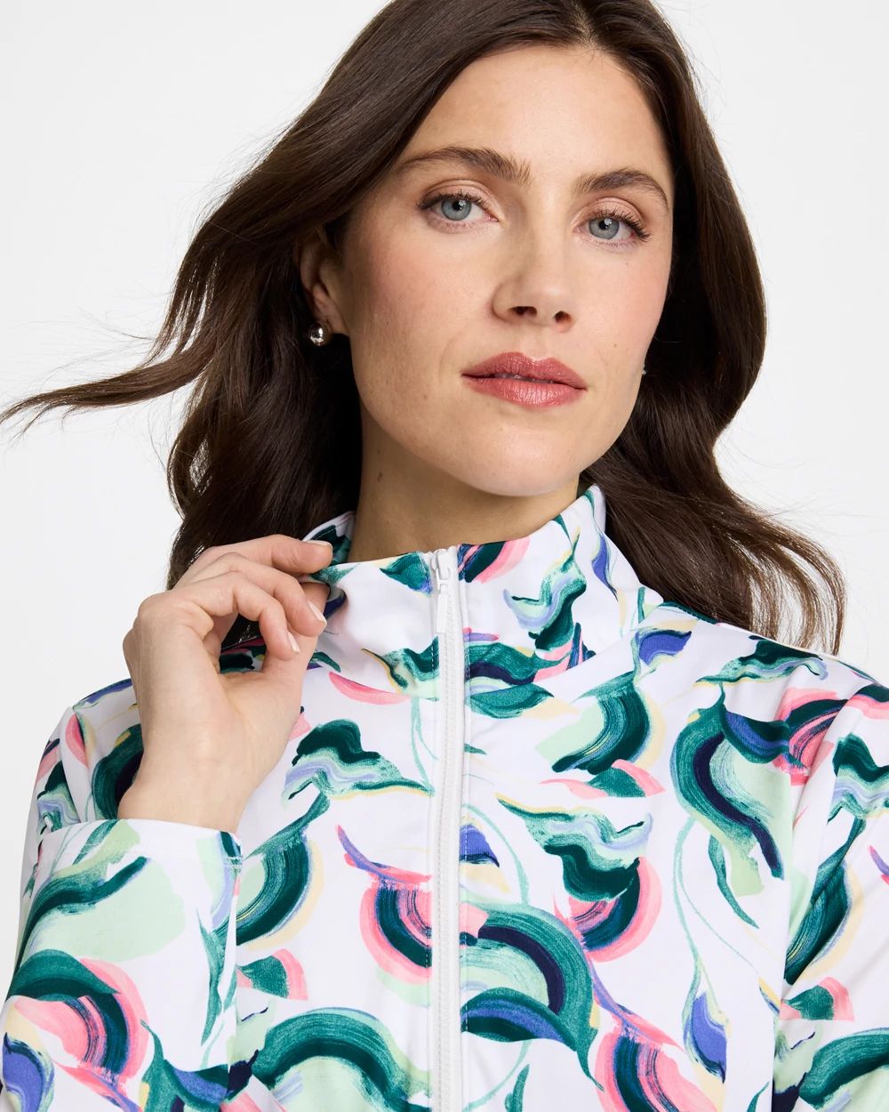 Zenergy® UPF Blooms Mock Zip Polo click to view larger image.