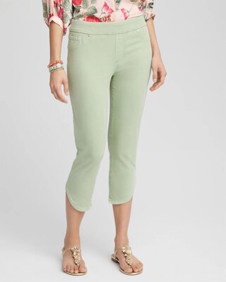 Pull-On Dolphin-Hemmed Capri Jeans