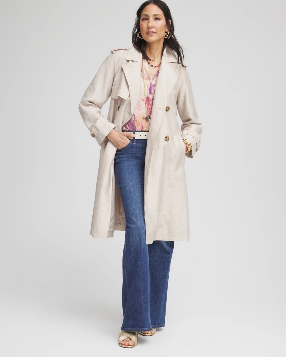 Petite Double-Breasted Trench Coat