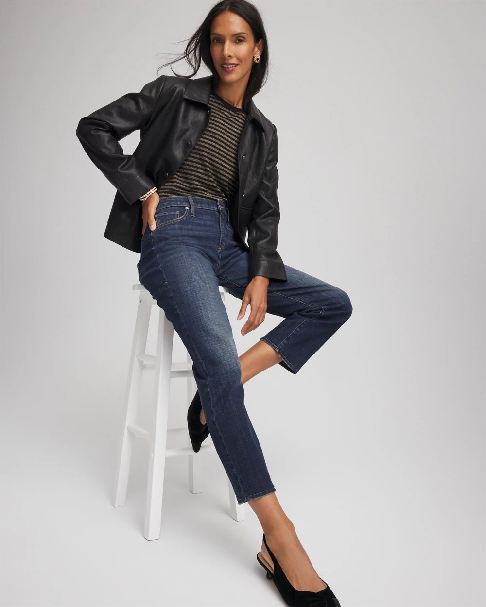 Touch of Cool™ Metallic Striped Layering Tee click to view larger image.