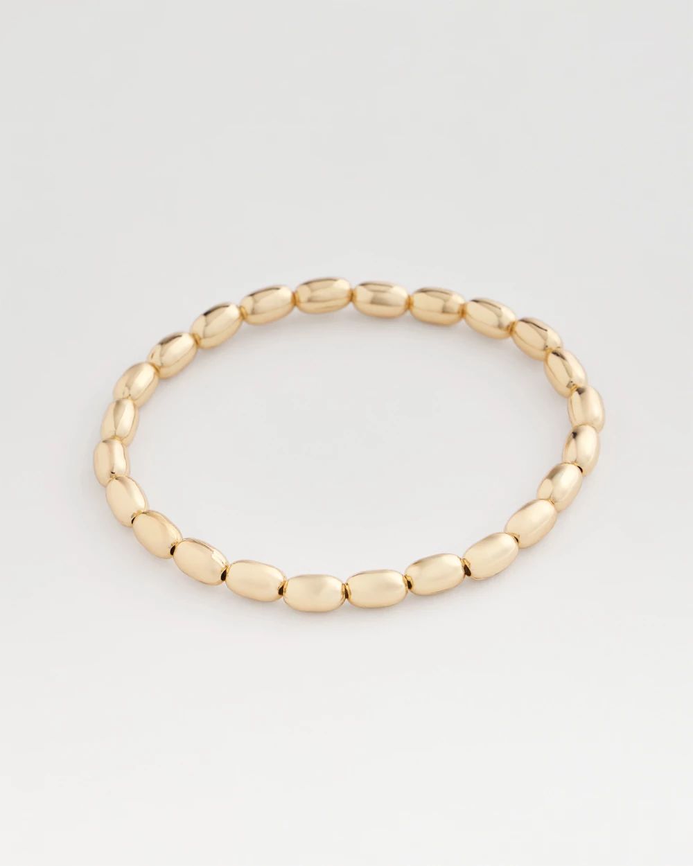 Goldtone Oval Beaded Stretch Bracelet