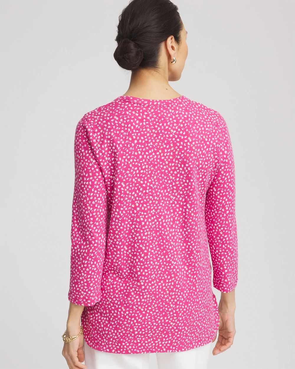 Slub Cheetah-Print 3/4 Sleeve Tee click to view larger image.