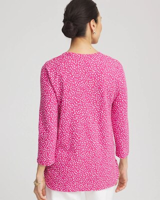Slub Cheetah-Print 3/4 Sleeve Tee click to view larger image.