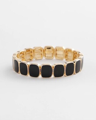 Chico's Originals Black Square Stretch Bracelet