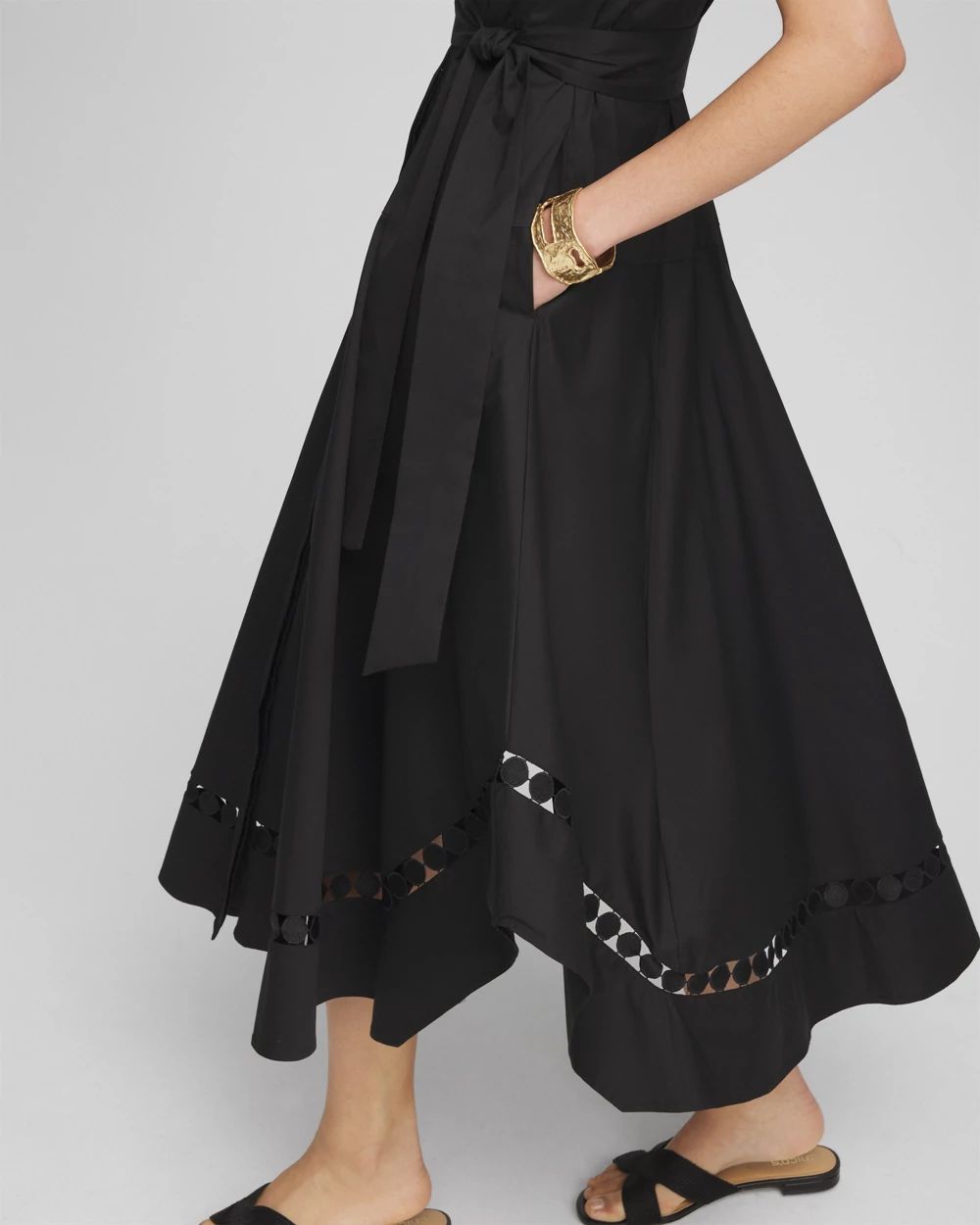 Petite Poplin Circle Trim Maxi Shirtdress click to view larger image.