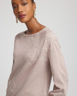 Embroidered Pull-Over Boatneck Sweater click to view larger image.