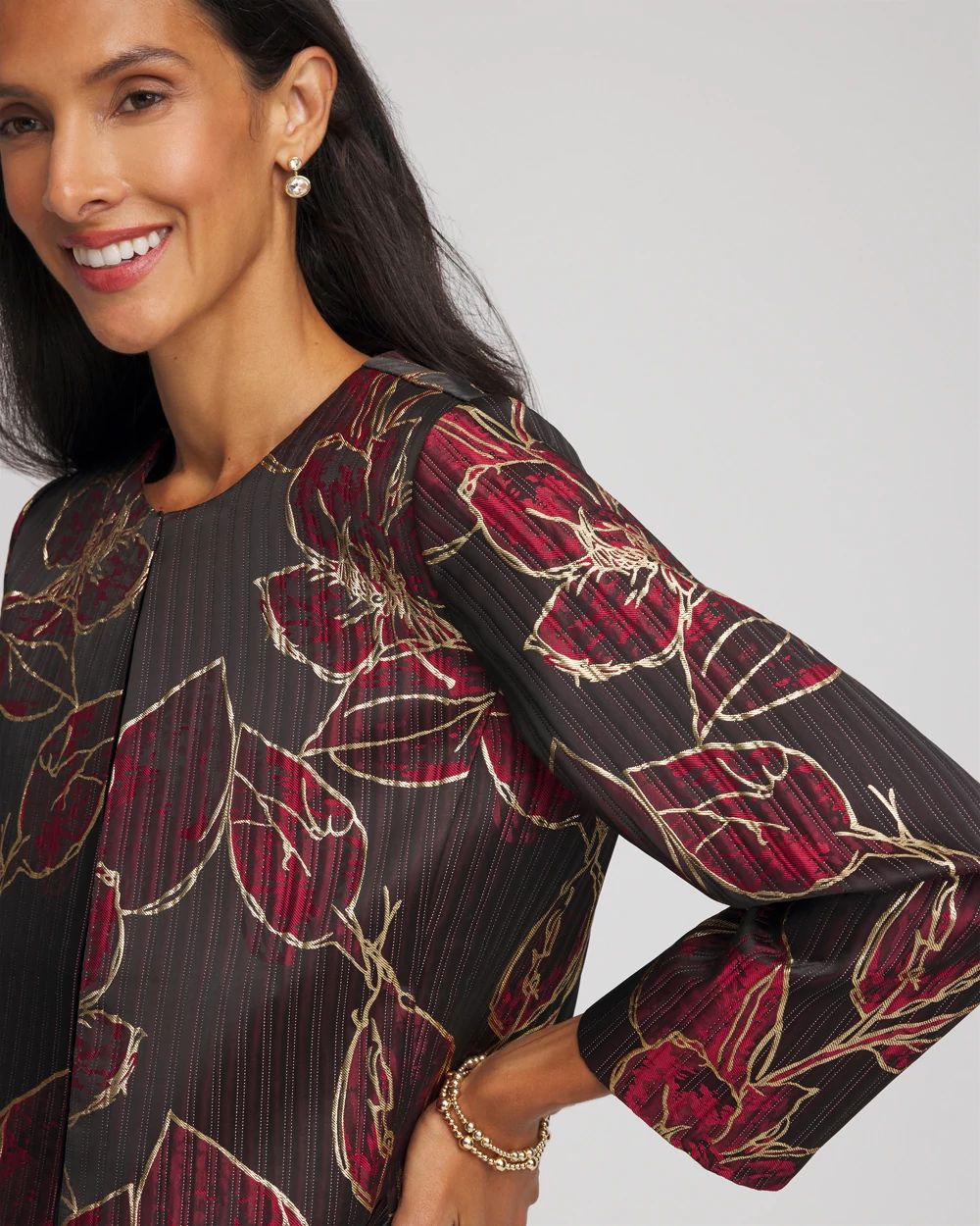 Travelers™ Collection Jacquard Foiled Floral Jacket click to view larger image.