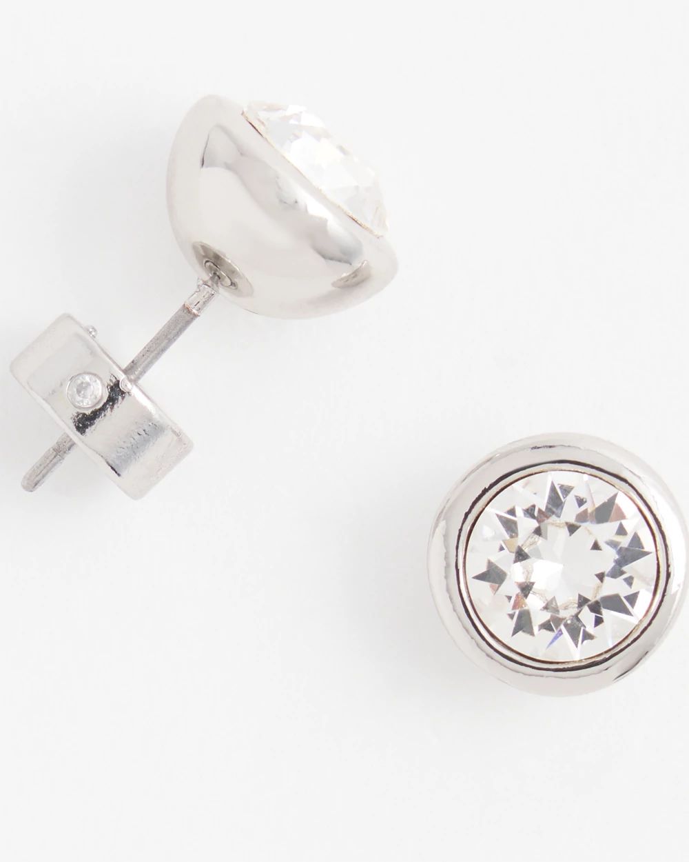 Silver Tone Crystal Stud Earrings click to view larger image.