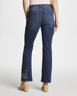 Embellished Girlfriend Cropped Flared Jeans click to view larger image.