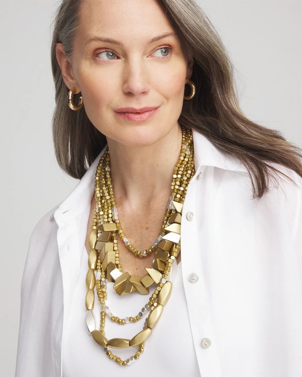 Wood-Beaded Bib Necklace