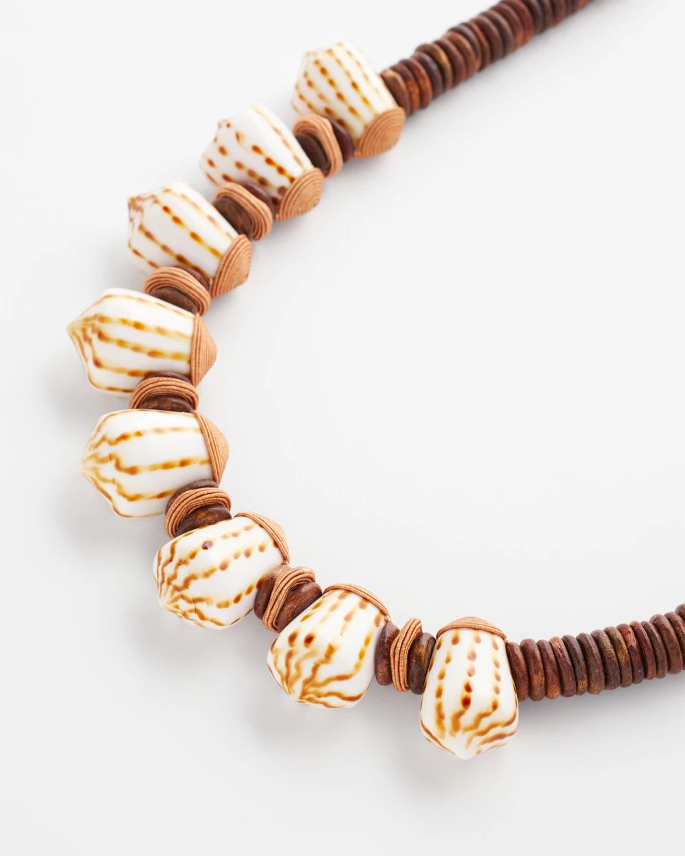 Shell & Wood Bib Necklace click to view larger image.