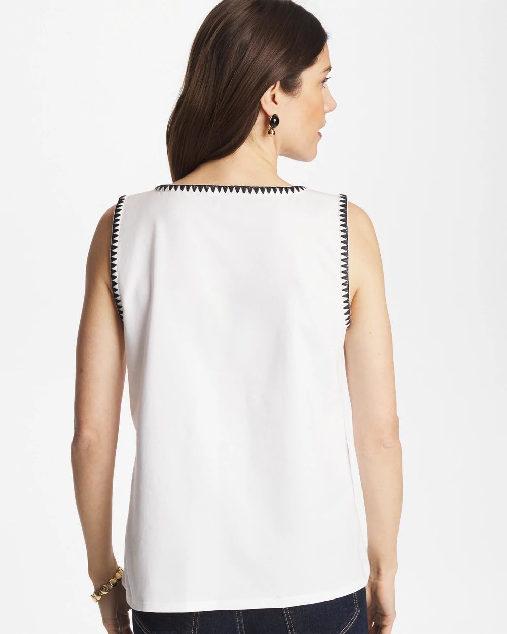 Blanket Stitch Contour Cotton™ Square Neck Tank click to view larger image.
