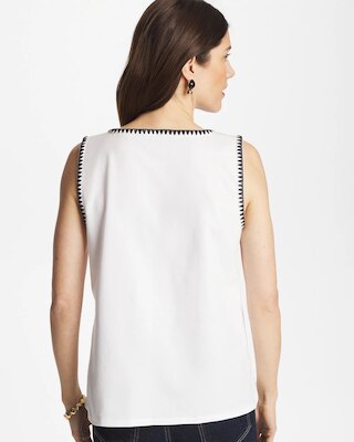 Blanket Stitch Contour Cotton™ Square Neck Tank click to view larger image.