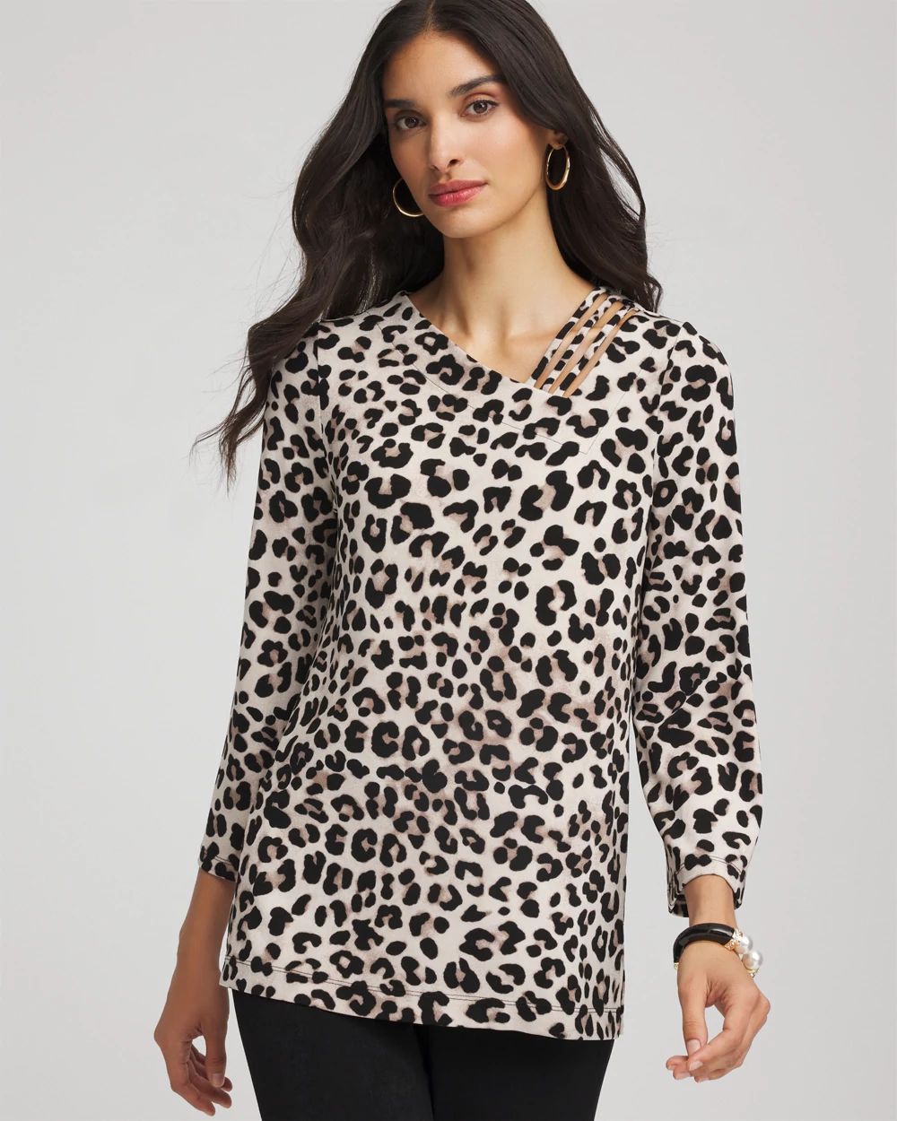 Travelers™ Animal-Print Lattice Top