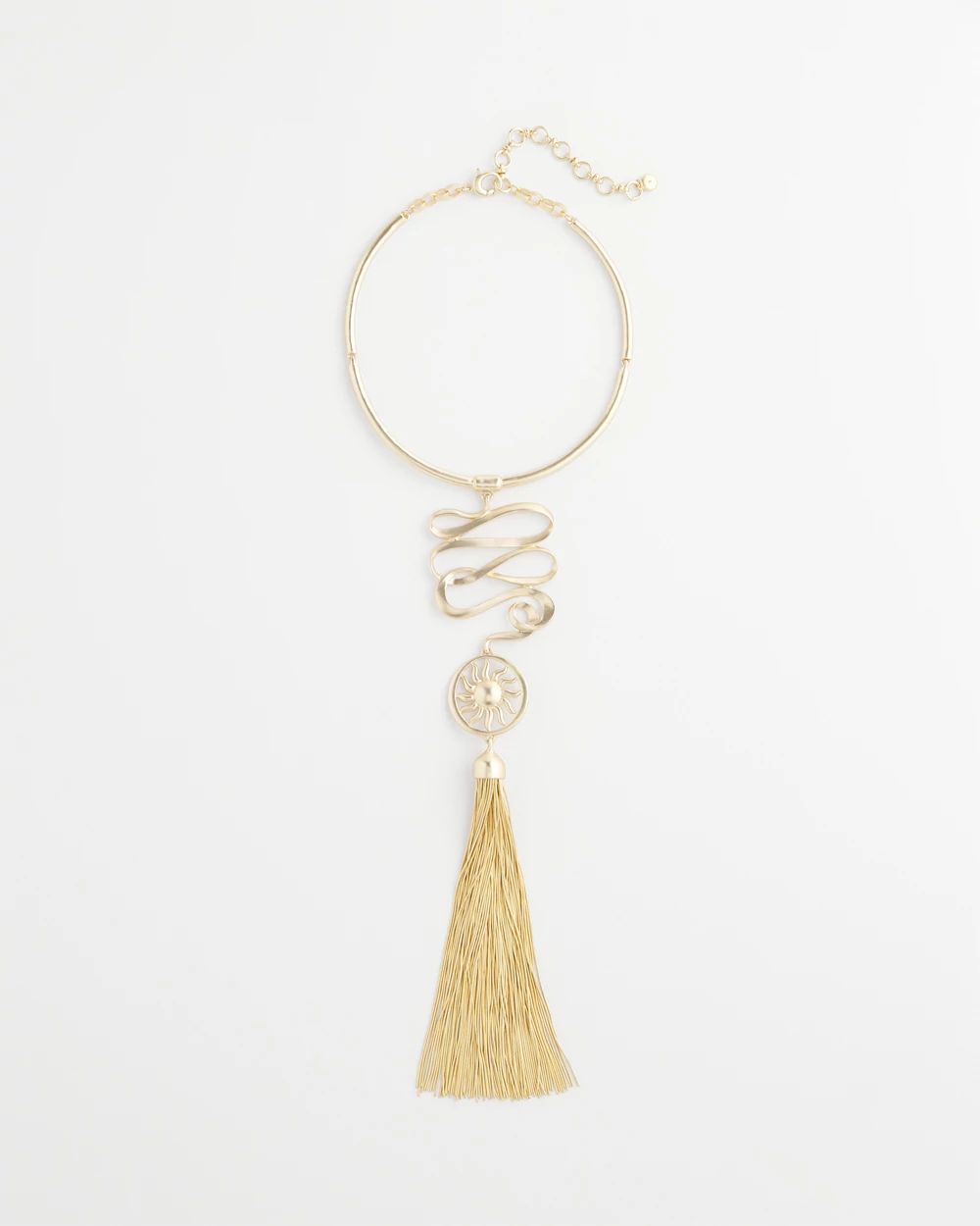 Twisted-Metal Tassel Statement Necklace