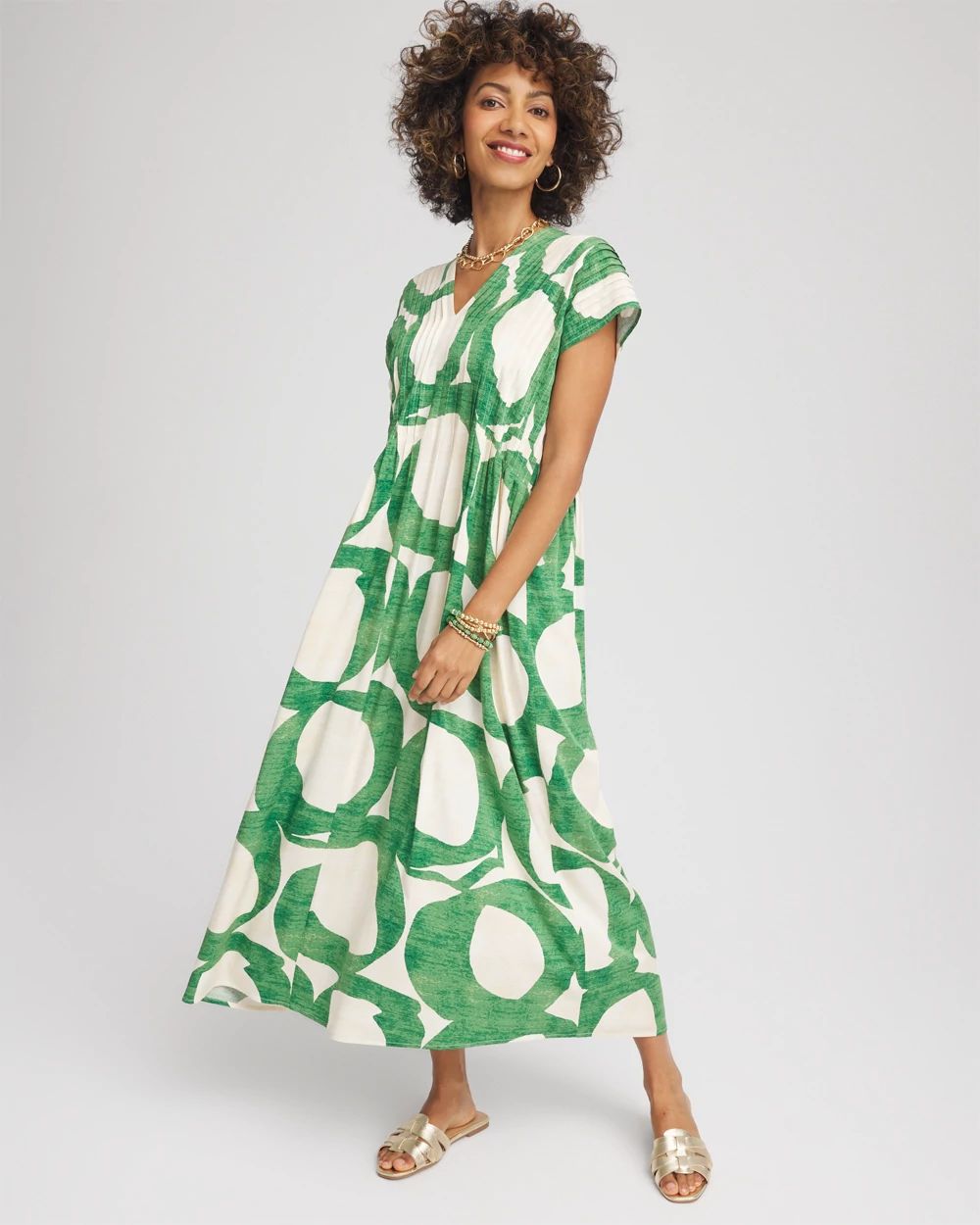 Printed Silk-Twill Popover Midi Dress click to view larger image.