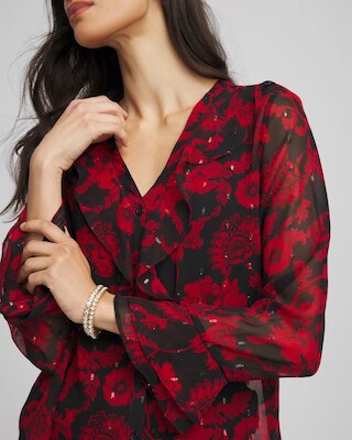 Georgette Clip Dot Ruffle Blouse click to view larger image.