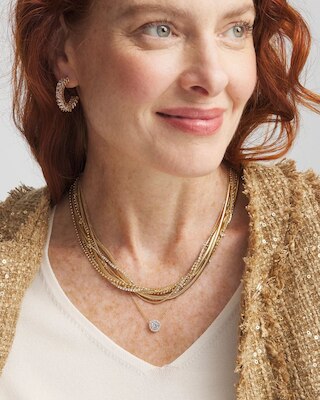 Gold Tone Drop Stone Necklace click to view larger image.