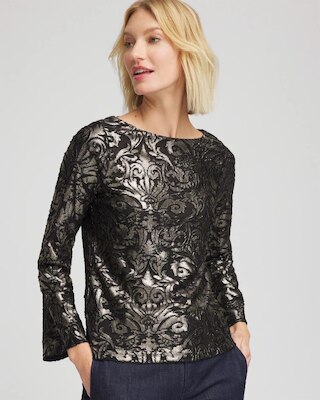 Art Deco Burnout Jacquard Top