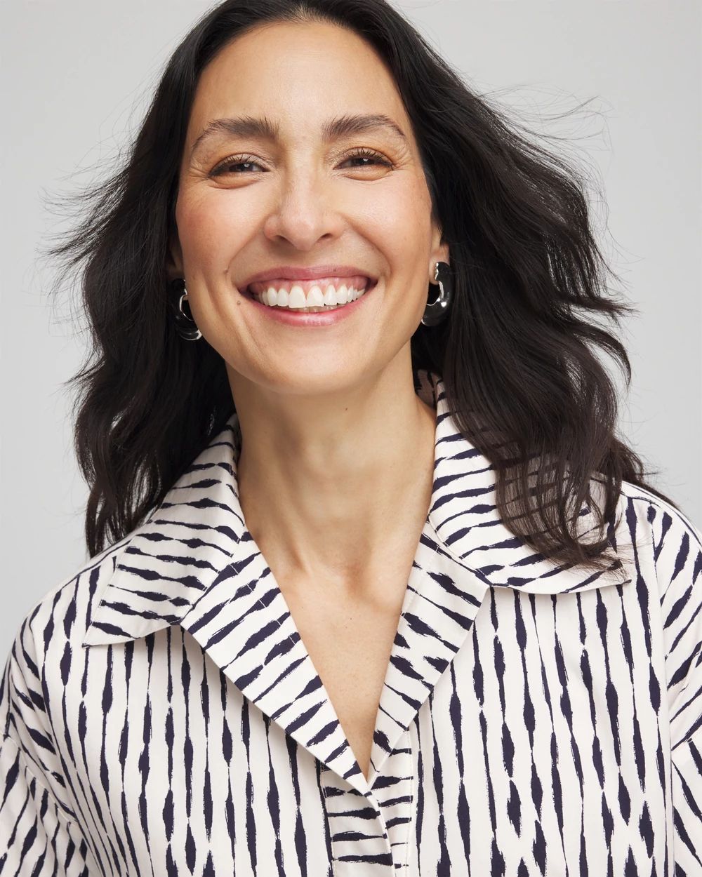 Striped High-Low Popover Dress