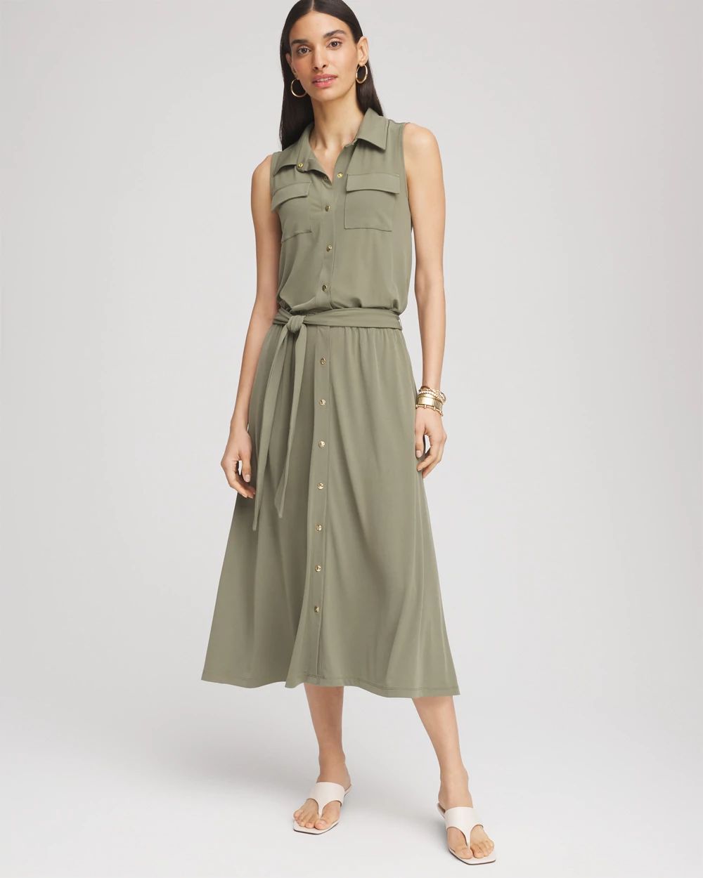 Travelers™ Knit Sleeveless Shirtdress