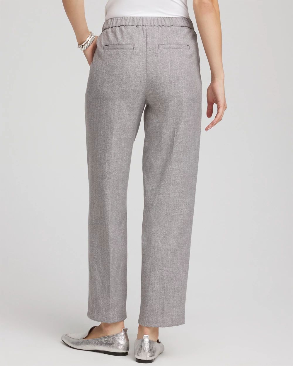 Shimmer Straight Tapered Ankle Pants
