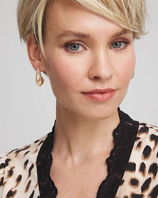 Gold Puff Hoop Earrings click to view larger image.