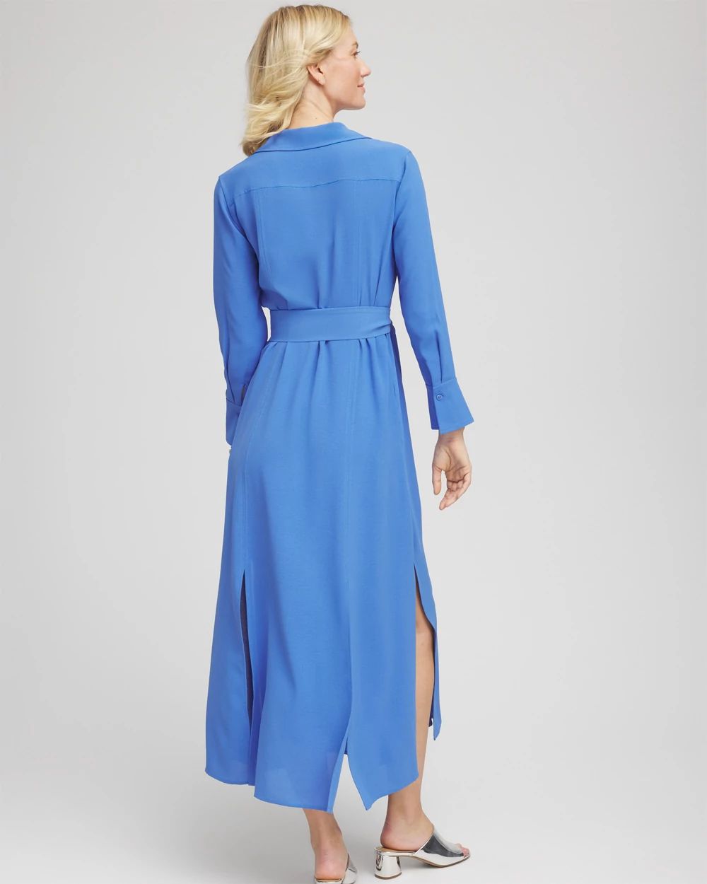 Petite Belted Split Hem Maxi Shirtdress
