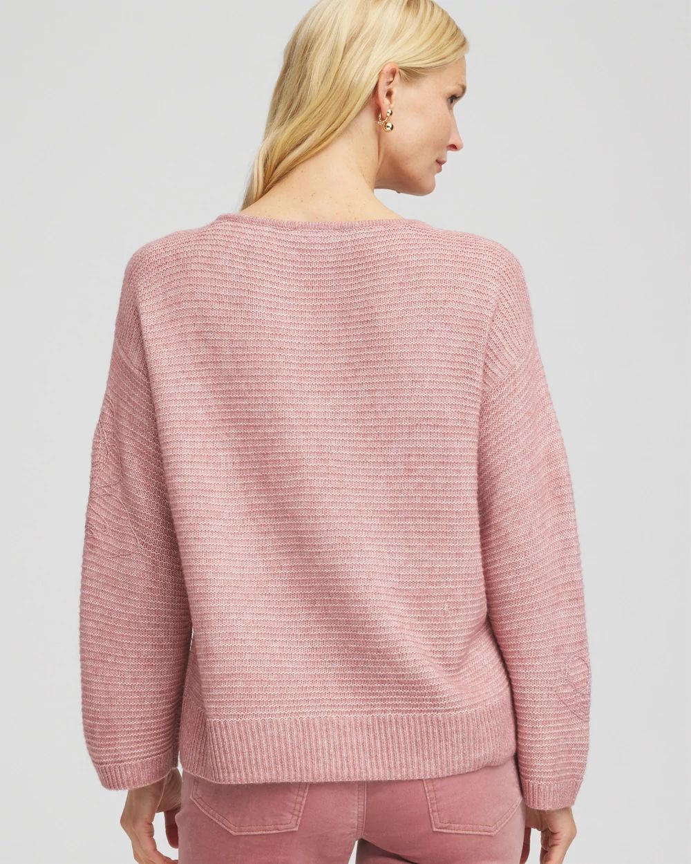 Tonal Embroidered Boatneck Pullover Sweater click to view larger image.