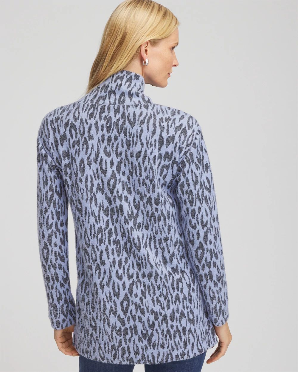 Jacquard Animal Print Mock Neck Pullover Tunic click to view larger image.