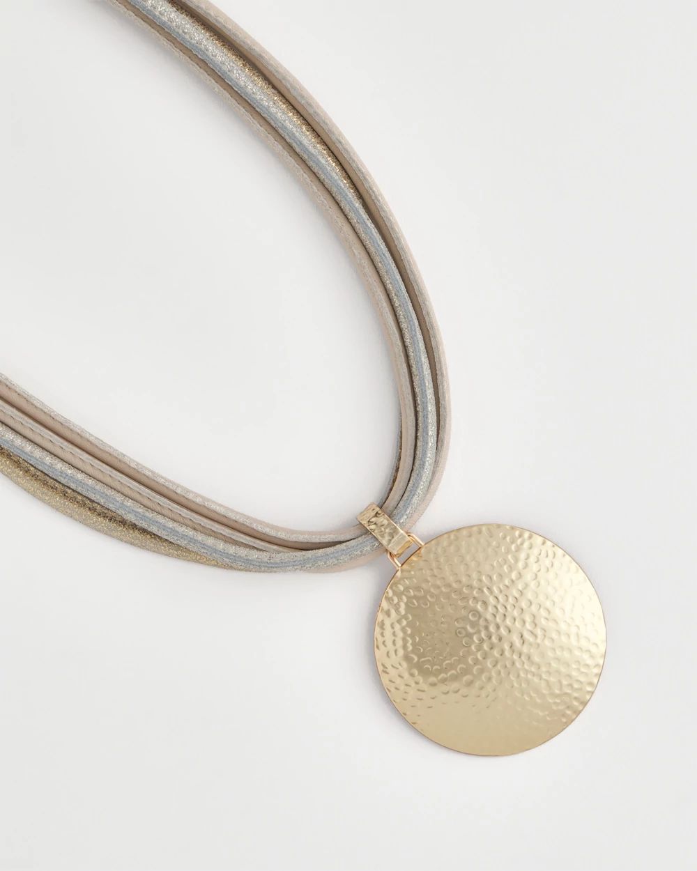 Textured Golden Pendant Necklace click to view larger image.