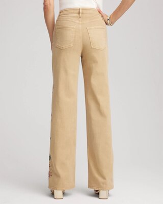 Embroidered High-Rise Wide-Leg Jeans click to view larger image.