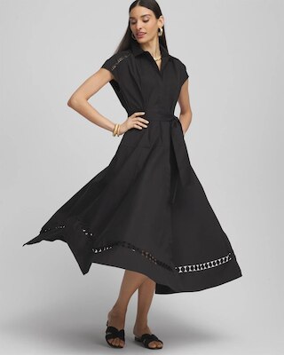 Petite Poplin Circle Trim Maxi Shirtdress click to view larger image.