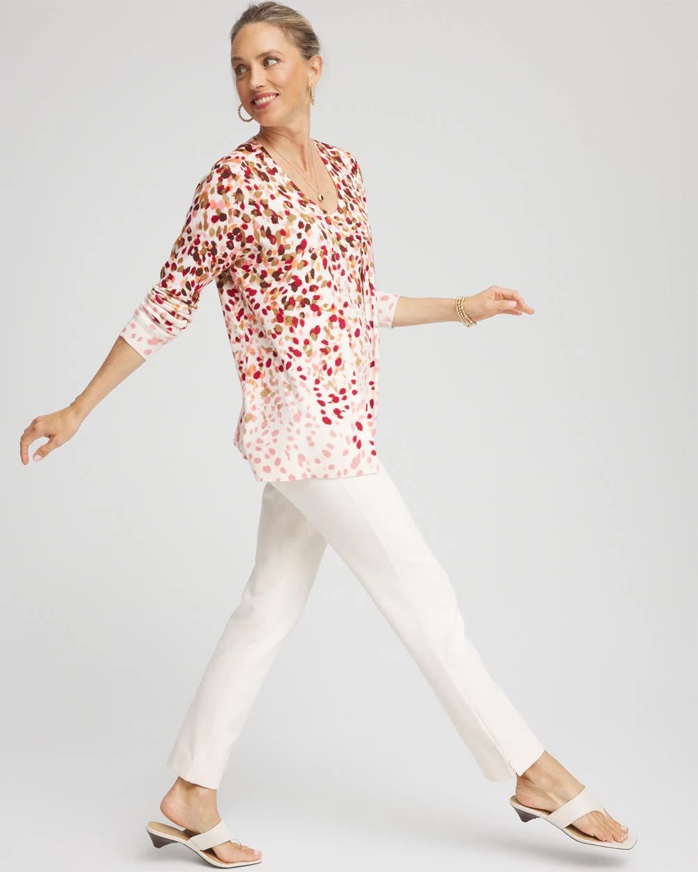 Ombré Printed V-Neck Cardigan click to view larger image.